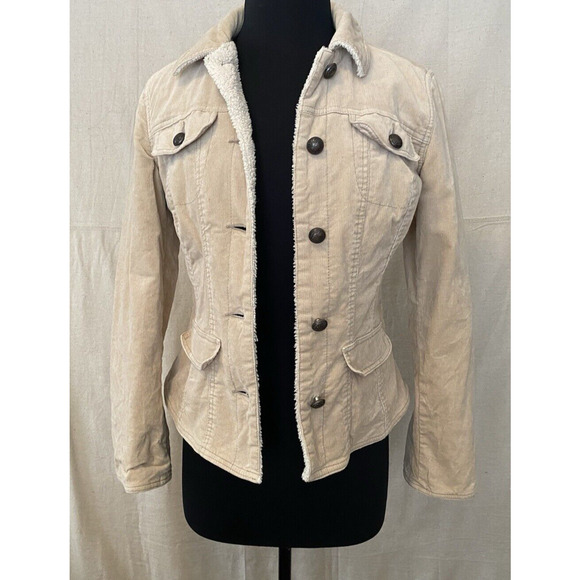 For Joseph Fortune Jacket Womens Medium Beige Corduroy Sherpa Lined Y2K Coat - Picture 2 of 16